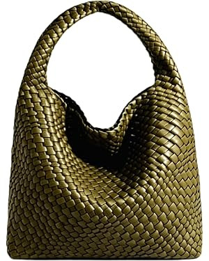 Bolso de mano de cuero vegano para mujer, bolso hobo grande hecho a mano, bolso de hombro casual,... | Amazon (US)
