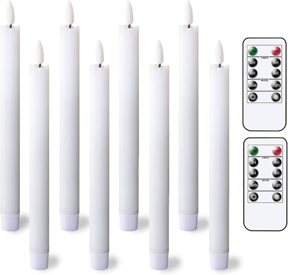 Eldnacele Flameless Taper Candles Flickering with Remote Timer Realistic 3D Wick, Battery Operate... | Amazon (US)