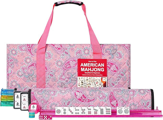 American Mahjong Game Set, 166 White Tiles, 4 All-in-One Color Rack/Pushers, Complete Mahjong Set... | Amazon (US)