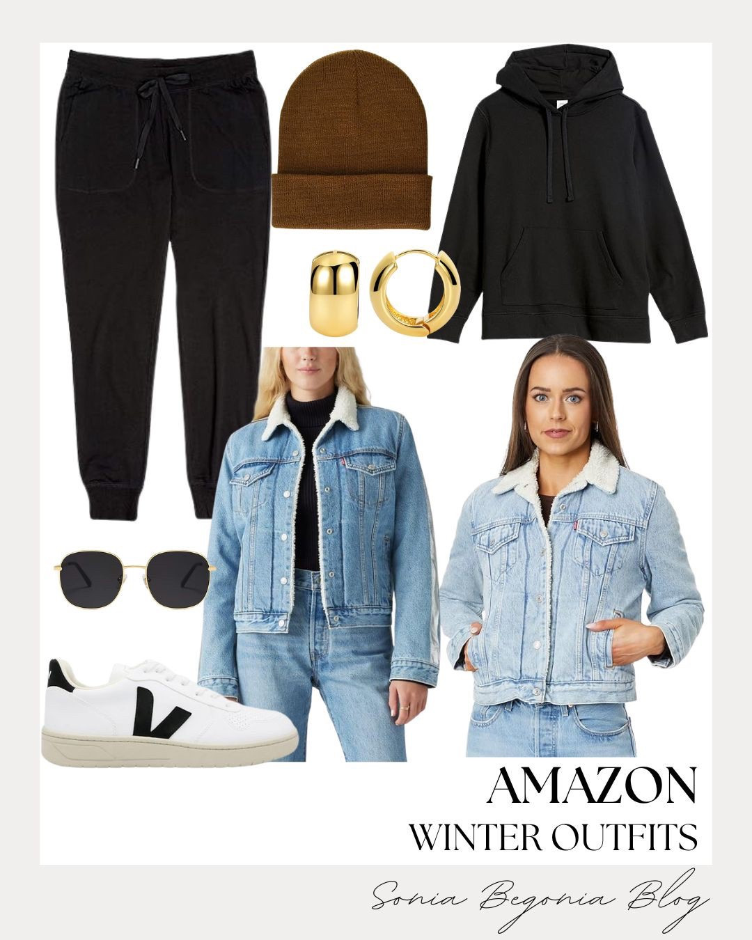 Stay cozy and chic this season with these Amazon winter outfit finds ❄️✨

From sherpa-lined denim jackets to comfy joggers, hoodies, and Veja-inspired sneakers, these are the perfect staples for casual winter days. Add a beanie, gold hoops, and sunglasses for that effortlessly cool look. ☕🖤

Everything is affordable, stylish, and available on Amazon — perfect for winter layering or your next weekend outing.

Shop these Amazon winter outfits now before they sell out! 🛍️

⸻

#AmazonFinds #AmazonFashion #AmazonOutfits #WinterOutfits #WinterFashion #CozyStyle #AmazonWinter #AmazonMustHaves #CasualWinterOutfits #WinterWardrobe #AmazonStyle #StreetStyleInspo #AmazonClothes #AffordableFashion #WinterEssentials #AmazonCozyFinds #WinterOutfitIdeas #AmazonTryOn #ChicAndCozy #AmazonLookbook #OOTDInspo #AmazonDeals #SoniaBegoniaBlog

#LTKShoeCrush #LTKSeasonal #LTKStyleTip