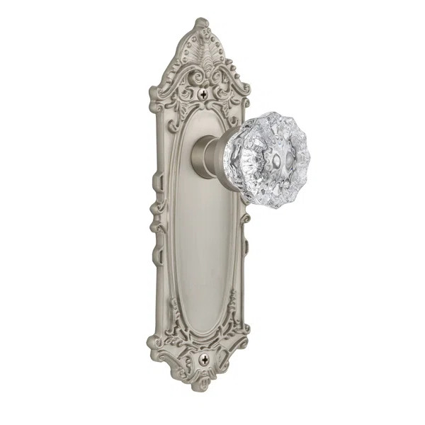 Clear Crystal Privacy Door Knob with Victorian Long Plate | Wayfair North America