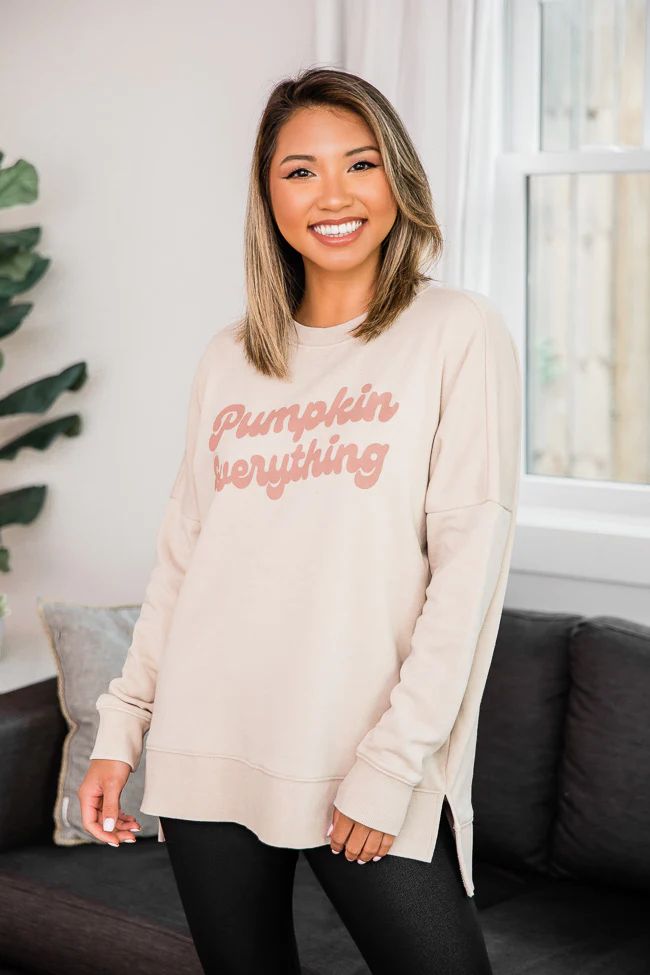 Pumpkin Everything Light Tan Graphic Sweatshirt | The Pink Lily Boutique