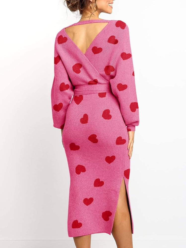 Chang Yun Women's Long Maxi Sweater Dresses Sexy Wrap Batwing V Neck Slit Open Back Holiday Bodyc... | Amazon (US)