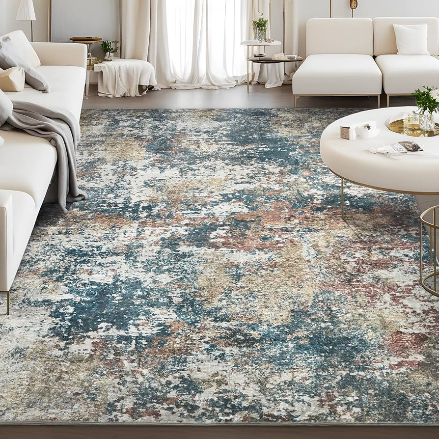 Area Rug Living Room Rugs: 8x10 Indoor Soft Fluffy Rug Abstract Carpet for Bedroom Kitchen Dining... | Amazon (US)