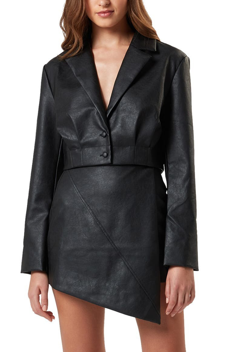 Roller Water Repellent Crop Faux Leather Blazer | Nordstrom