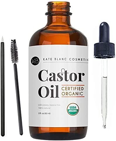 Castor Oil (2oz), USDA Certified Organic, 100% Pure, Cold Pressed, Hexane Free by Kate Blanc Cosmeti | Amazon (US)