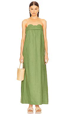 ADRIANA DEGREAS Jellyfish Strapless Maxi Dress in Dark Green from Revolve.com | Revolve Clothing (Global)