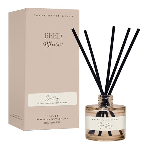 Sweet Water Decor Spa Day Reed Diffuser – Room Decor Aesthetic with Long-Lasting Premium Fragrance of Sea Salt, Jasmine, Wood and Cream for 4 Months – Ideal for Aromatherapy and Home Decor | Amazon (US)