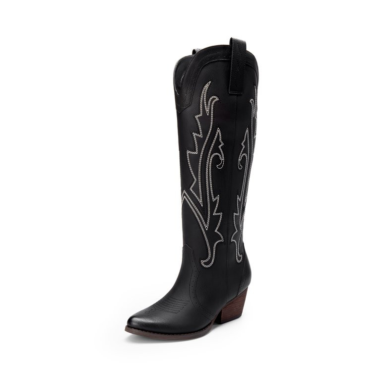 DREAM PAIRS Womens Knee High Boots Cowboy Cowgirl Pull On Embroidered Western Boots | Walmart (US)