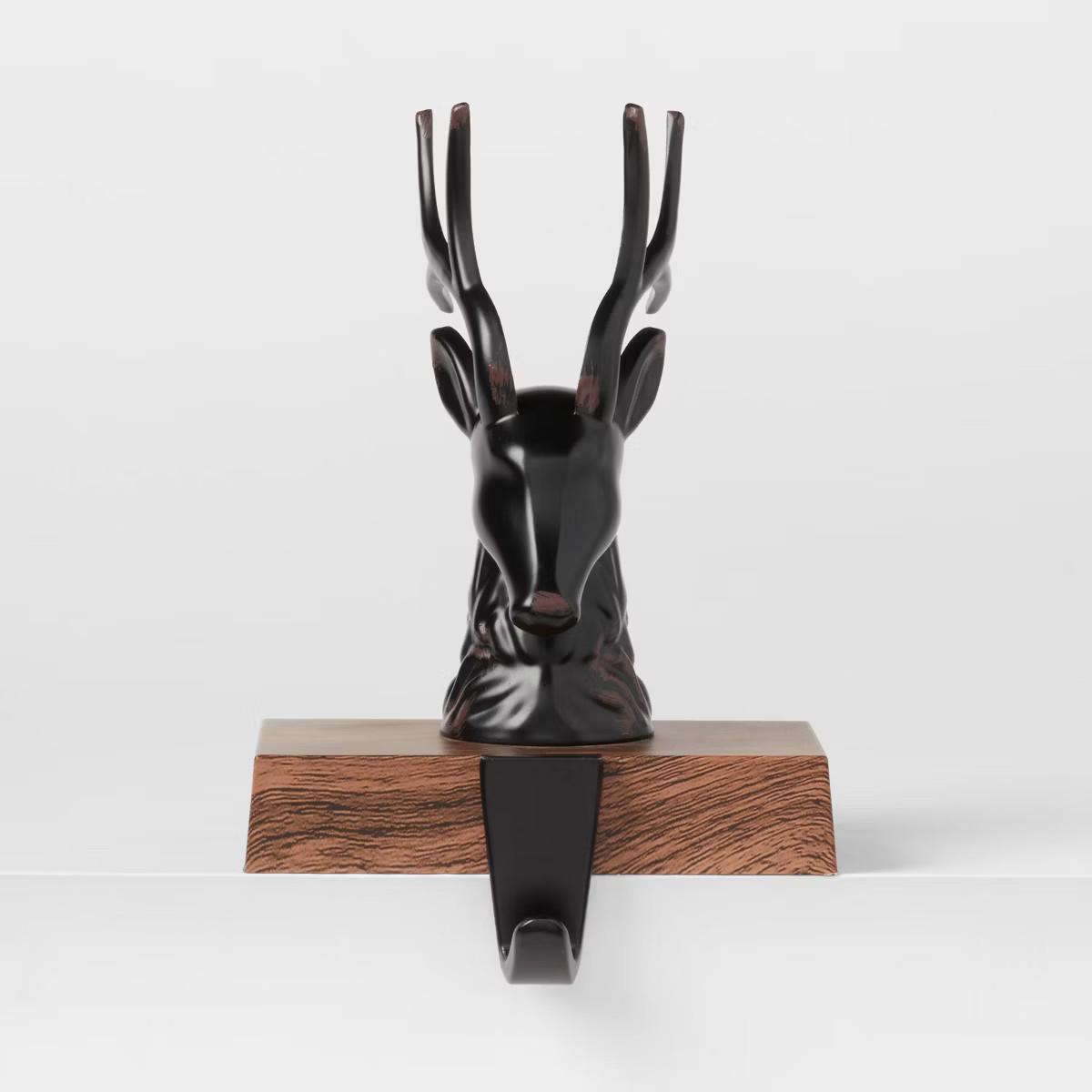 Metal Deer Head Christmas Stocking Holder with Faux Wood Base - Wondershop™ | Target