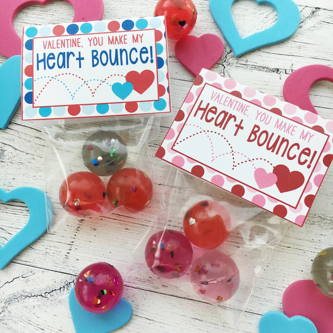 PRINTABLE Valentine, You Make My Heart Bounce Bag Toppers for Bouncy Ball Valentine. Instant Digi... | Etsy (US)