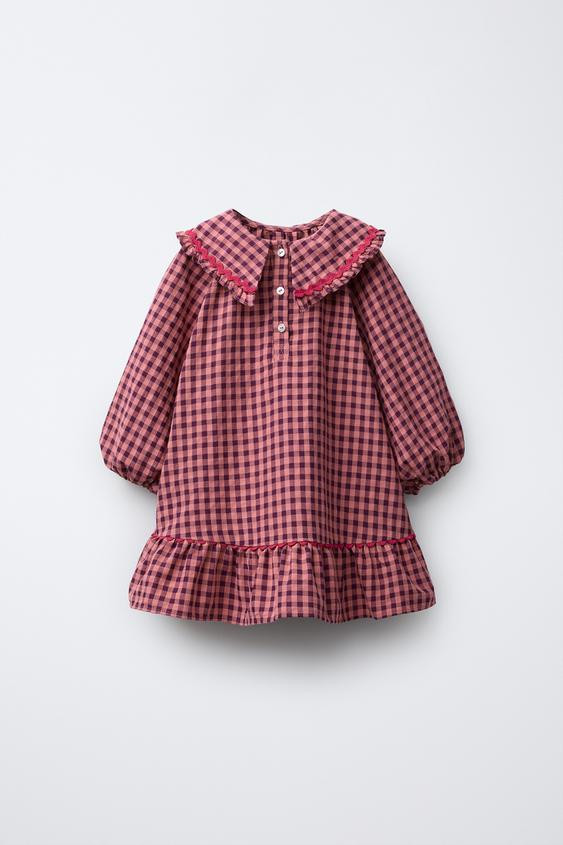 RUFFLE GINGHAM DRESS | Zara US