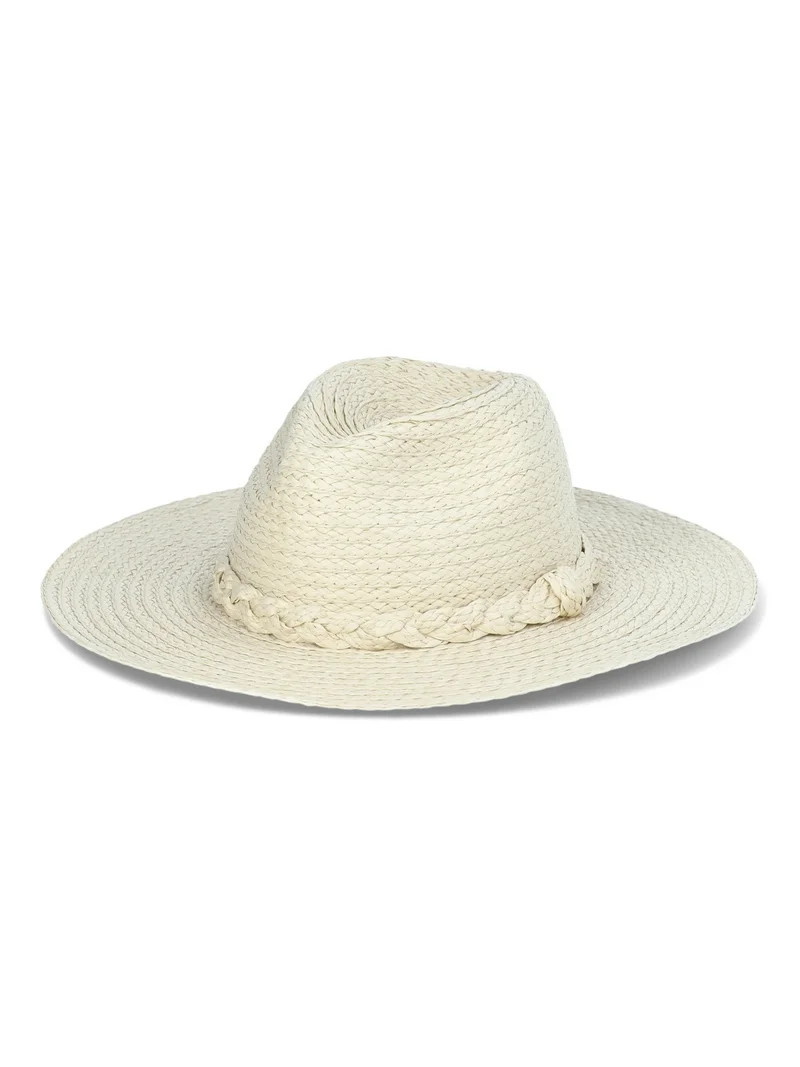 Time and Tru Women’s Braided Woven Straw Fedora Hat | Walmart (US)