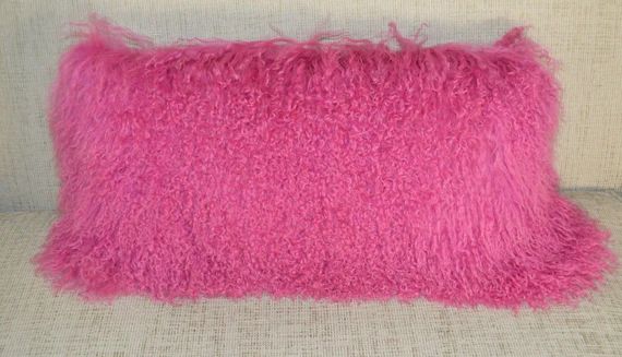 Mongolian Lamb Fur Pillow Pink New Made in Usa Authentic | Etsy | Etsy (US)