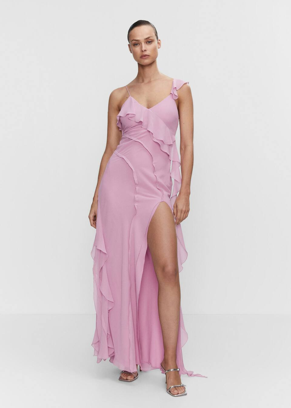 Ruffles slit dress | MANGO (US)