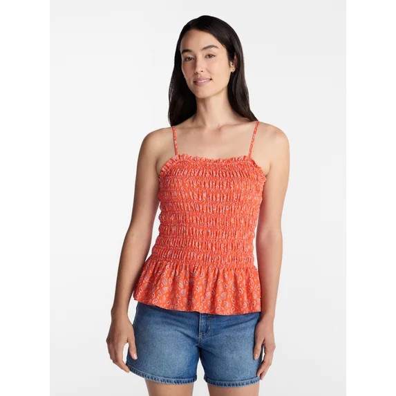 Time and Tru Women's Smocked Tank Top, Sizes XS-XXXL | Walmart (US)