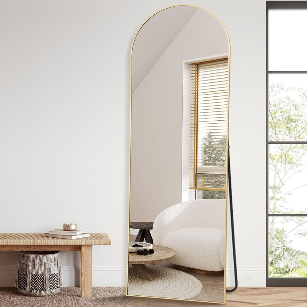 Anpark Gold Arched Mirror Full Length with Stand 21" x 64" Large Full Body Dressing Mirror for Wa... | Amazon (US)