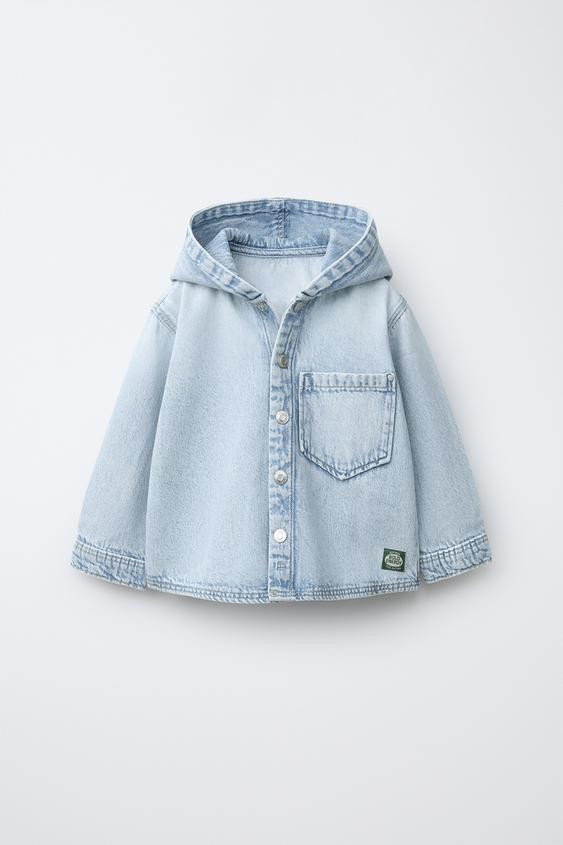 HOODED DENIM OVERSHIRT | Zara US