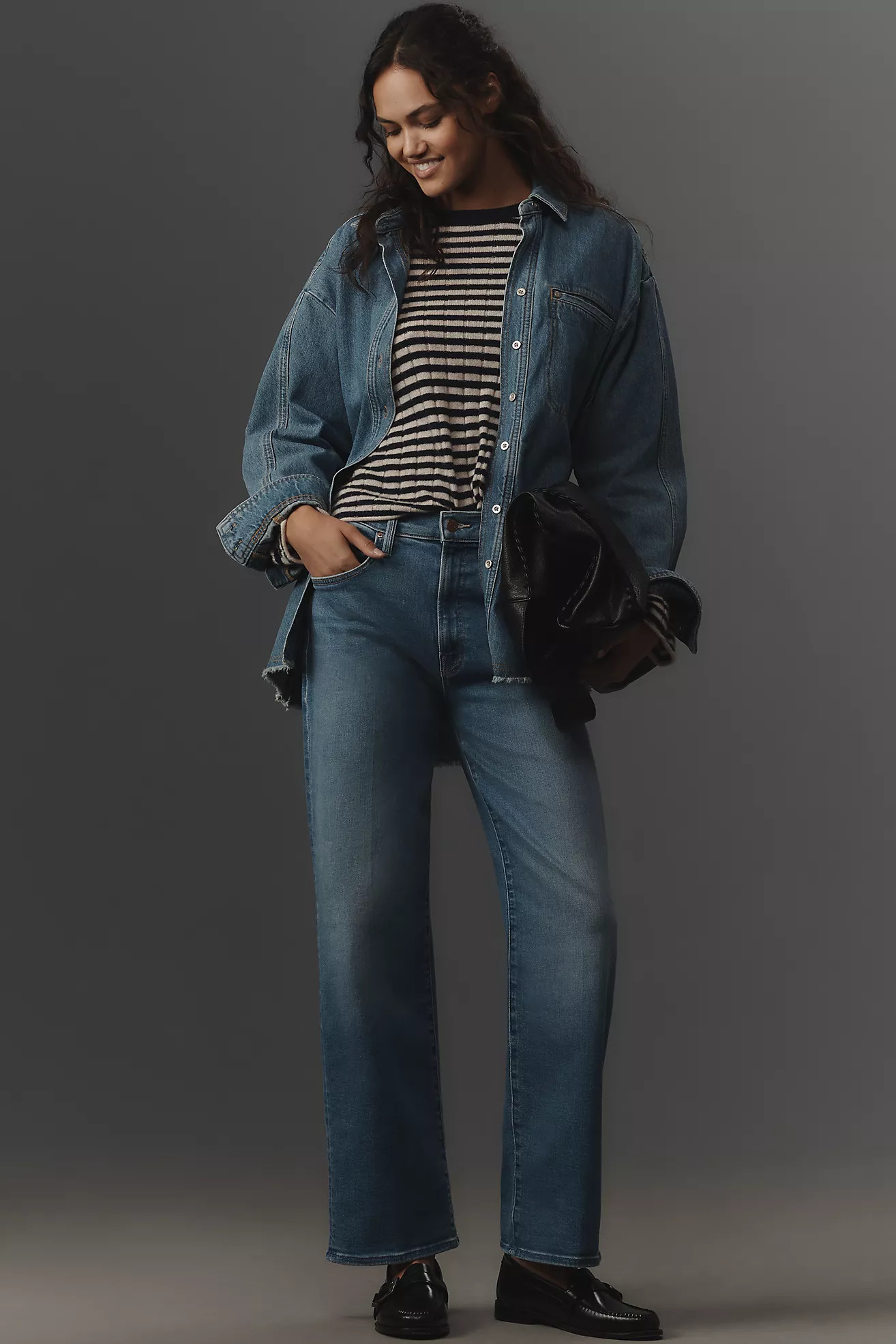 MOTHER The Rambler High-Rise Zip Flood Jeans | Anthropologie (US)