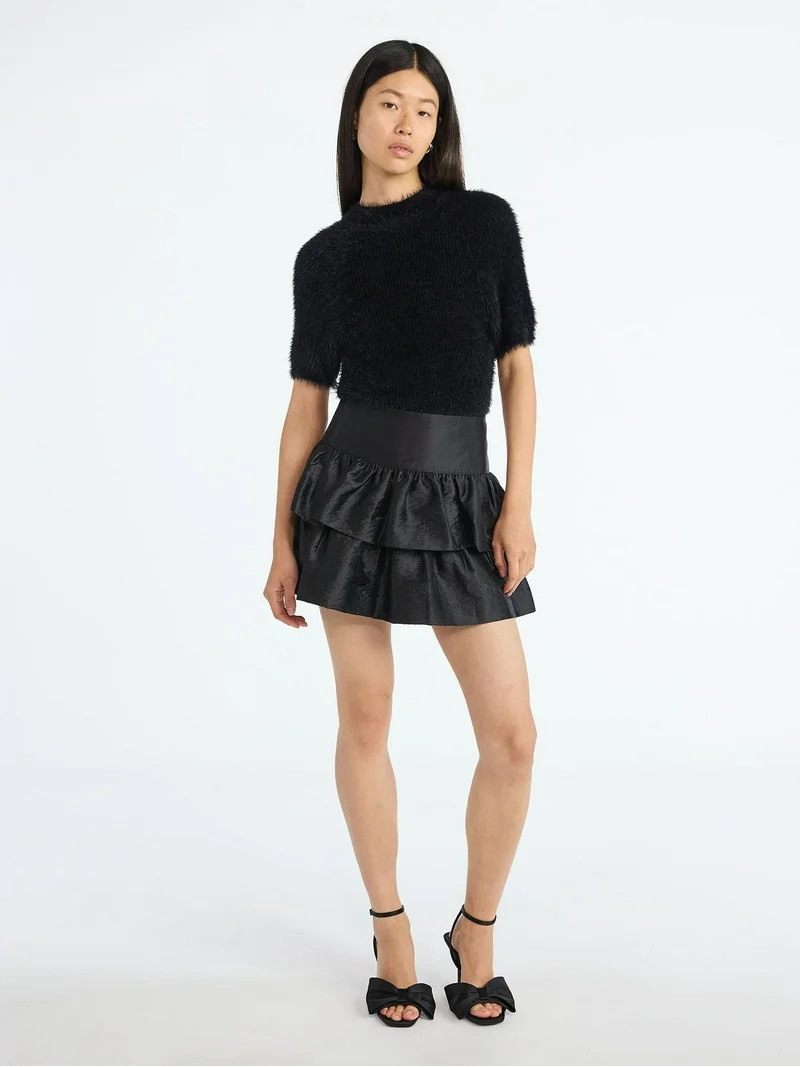 Scoop Women's and Women's Plus Tiered Ruffle Mini Skirt, Sizes XS-4X | Walmart (US)