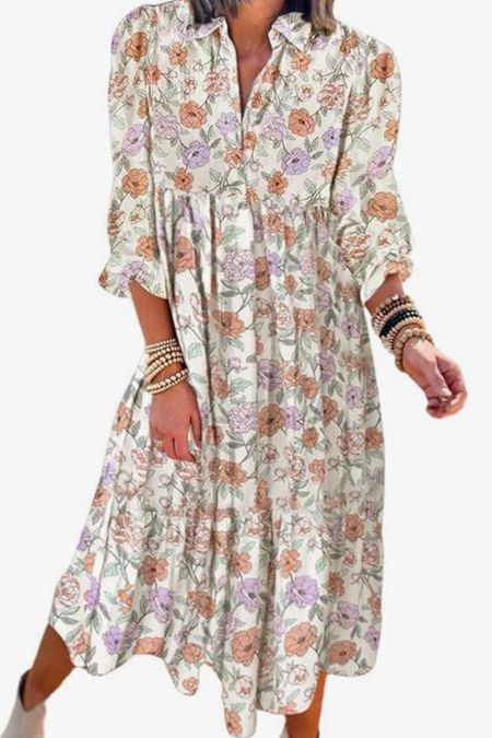 Love this floral boho dress! 🌸 💕
Would make a cute teacher dress too 
🔗outfit linked on Amazon 

#LTKStyleTip #LTKFindsUnder50 #LTKSeasonal