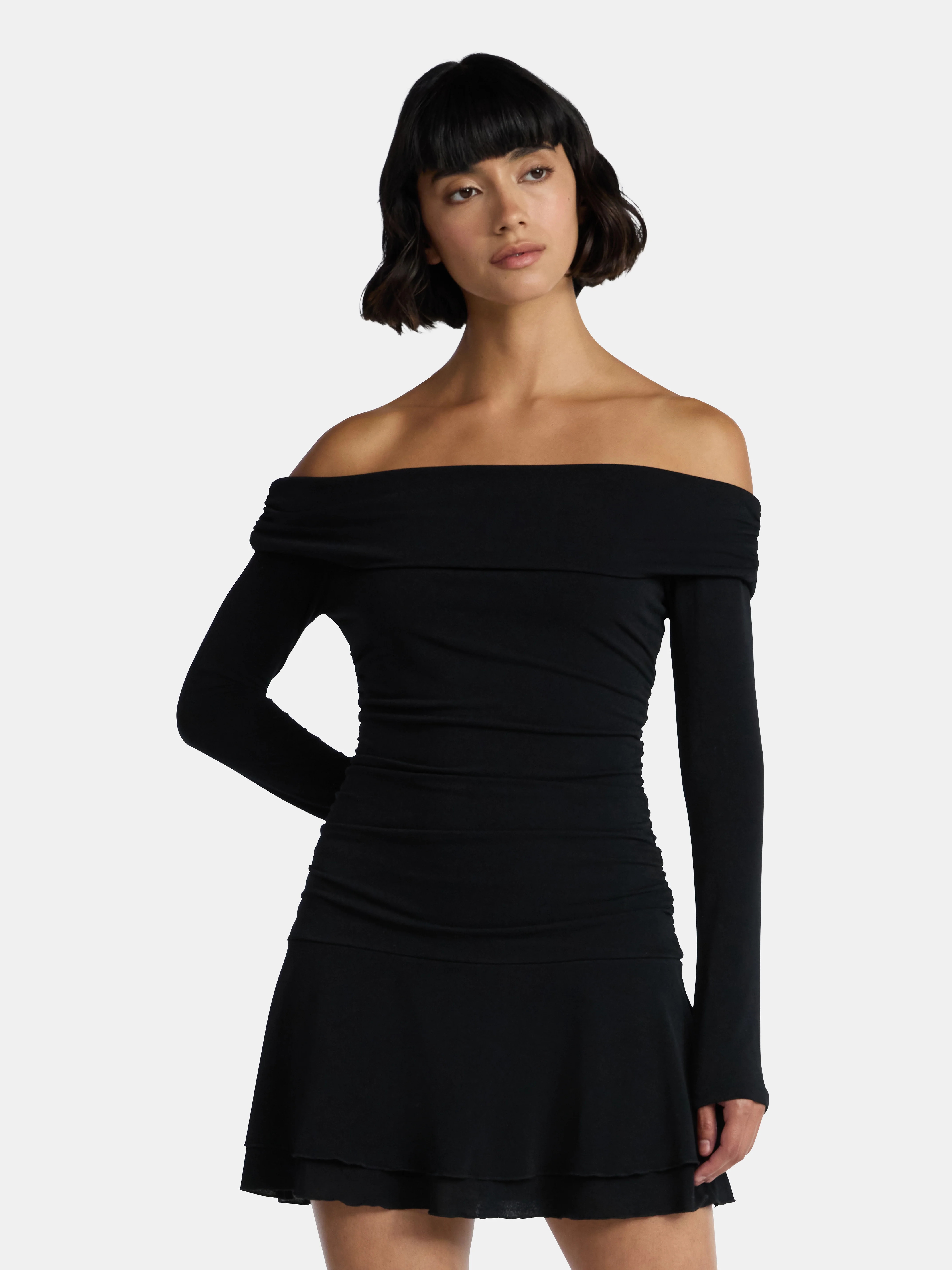 Madden NYC Women’s Drop Waist Dress with Long Sleeves, Sizes XXS-XXL | Walmart (US)