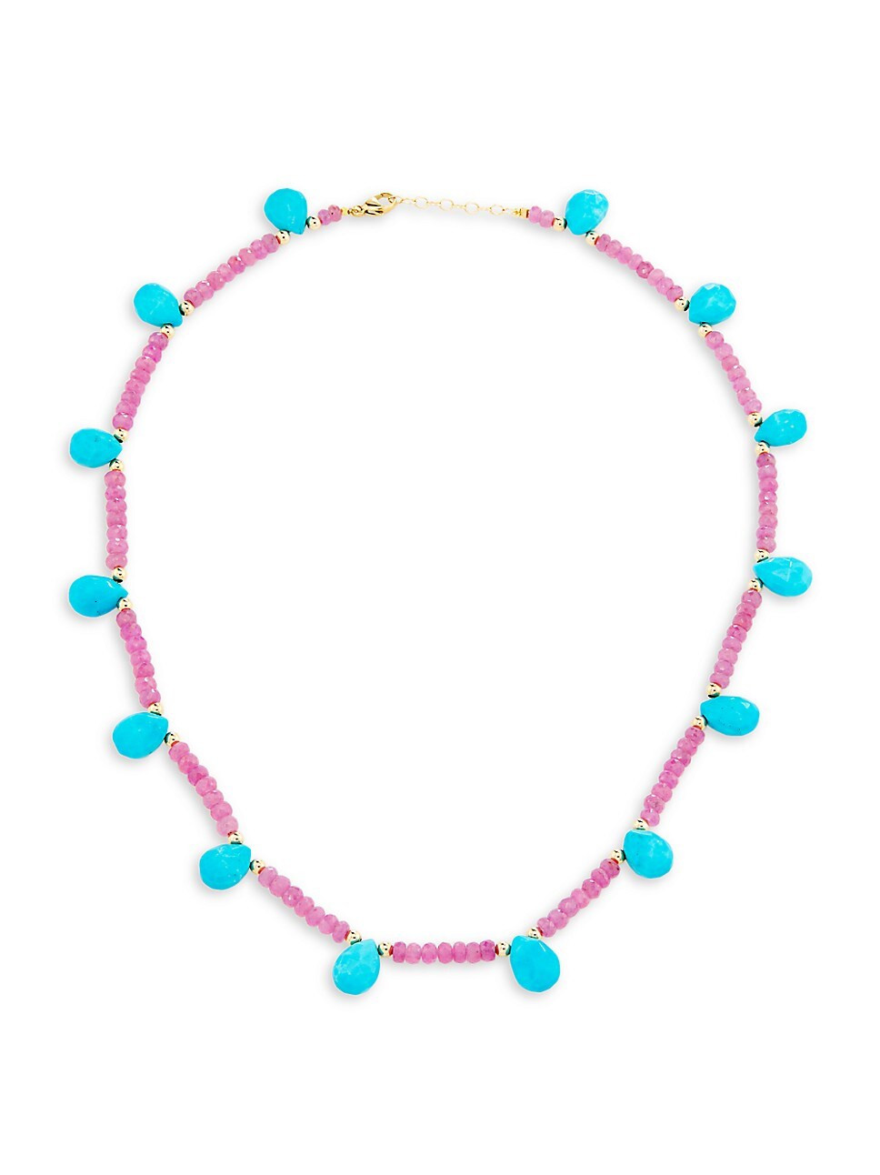 Arizona Candy 14K Yellow Gold, Pink Sapphire & Turquoise Beaded Necklace | Saks Fifth Avenue