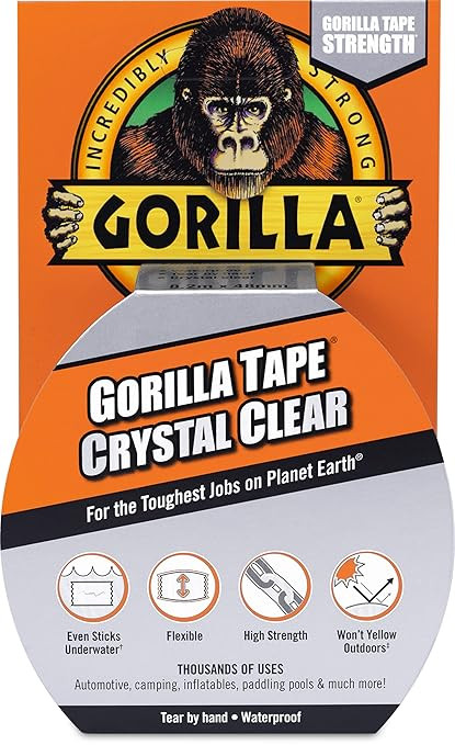 Gorilla Crystal Clear Repair Duct Tape, 1.88” x 9 yd, Clear, (Pack of 1) | Amazon (US)