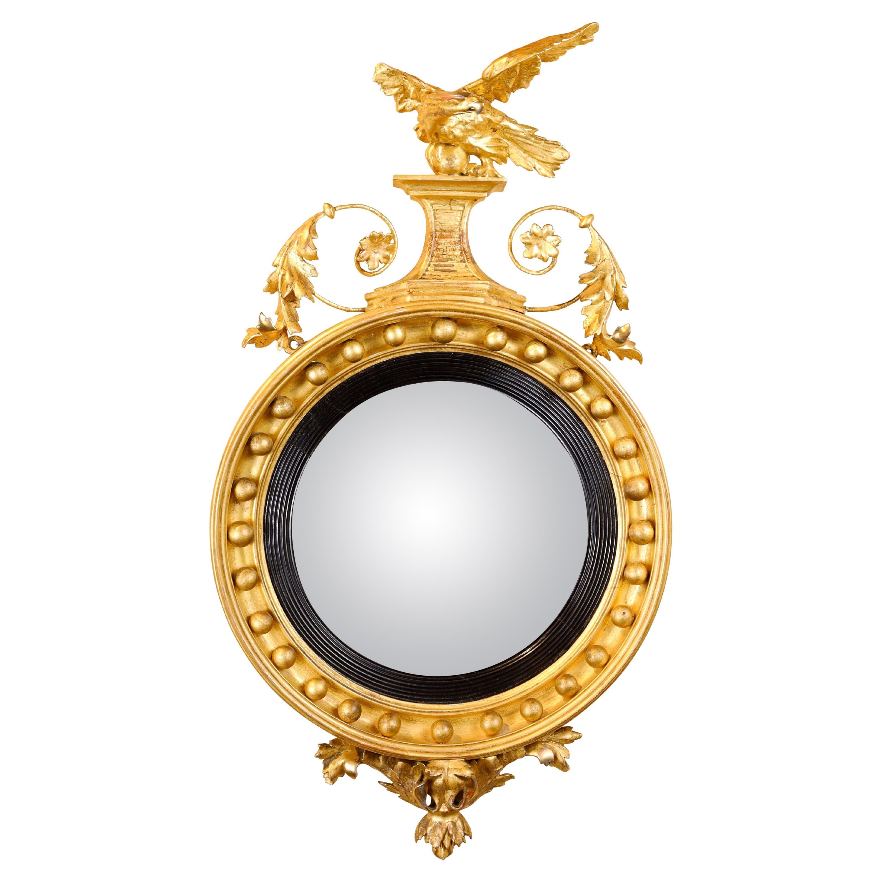 Regency Giltwood Convex Mirror | 1stDibs