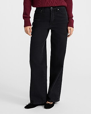 High Waisted Black Wide Leg Jeans | Express