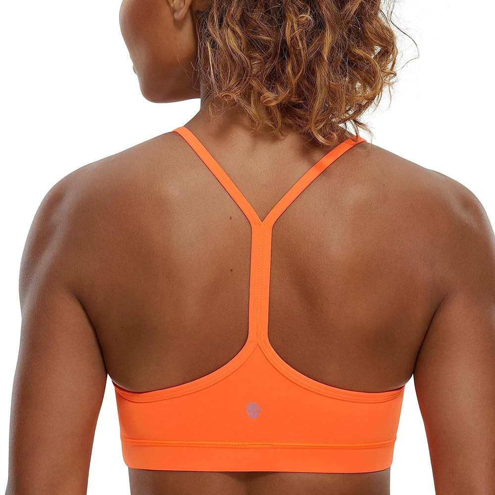 CRZ YOGA Butterluxe Womens Y Back Sports Bra - Padded Racerback Low Impact Spaghetti Thin Strap W... | Amazon (US)