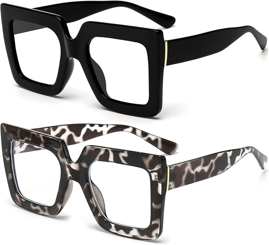 Breaksun Oversized Blue Light Glasses for Women Fashion Thick Square Computer Eyewear Non-Prescri... | Amazon (US)