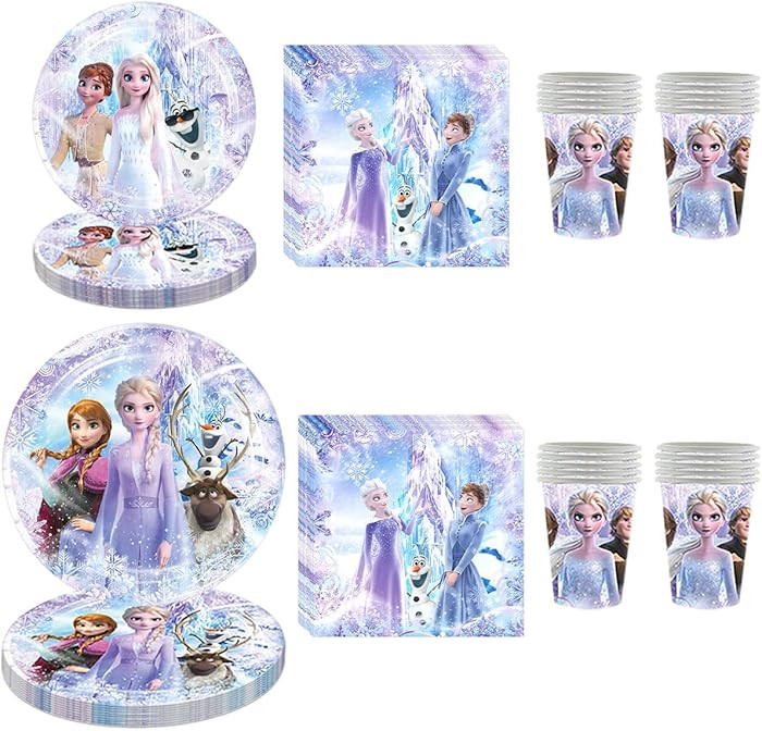 60 PCS Frozen Tableware Sets, Frozen Paper Plates and Napkins Set Includes 20 PCS Paper Plates 20... | Amazon (US)
