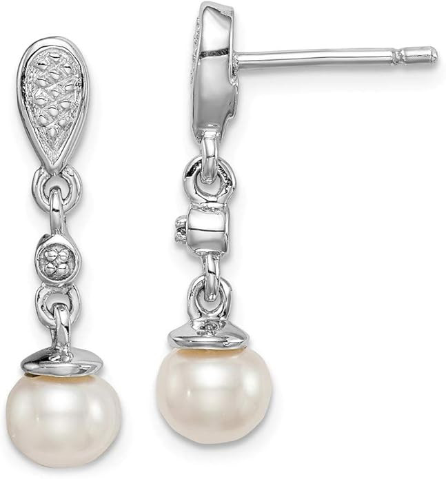 Sterling Silver Rhodium Plated Diamond & FW Cultured Pearl Earrings | Amazon (US)
