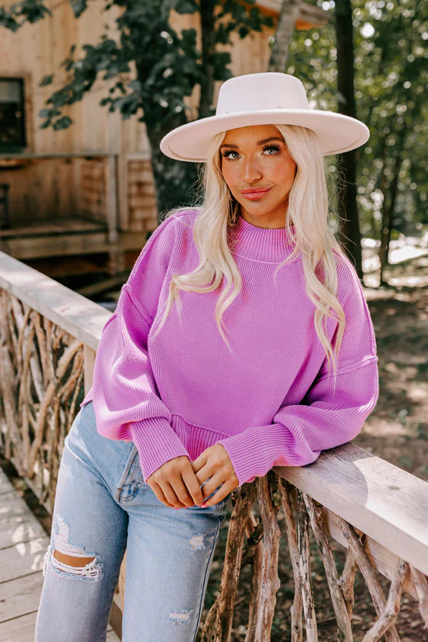 Autumn Charm Knit Sweater In Violet | Impressions Online Boutique