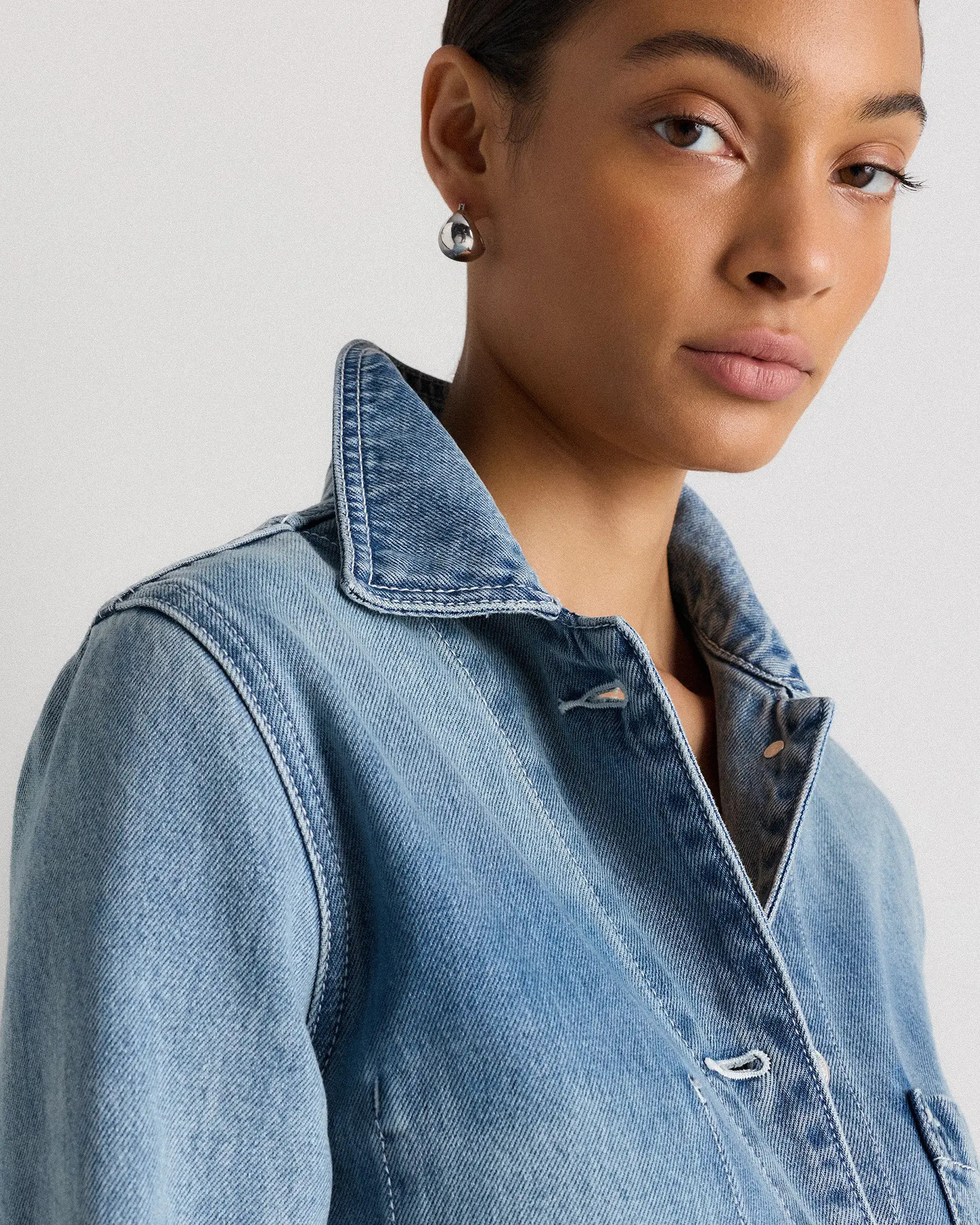 100% Organic Cotton Denim Chore Jacket in Indigo Blue | Quince