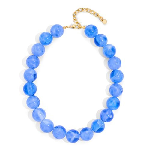 ENSKEFEN Light Blue Chunky Beaded Necklaces for Women Statement Jewelry | Amazon (US)