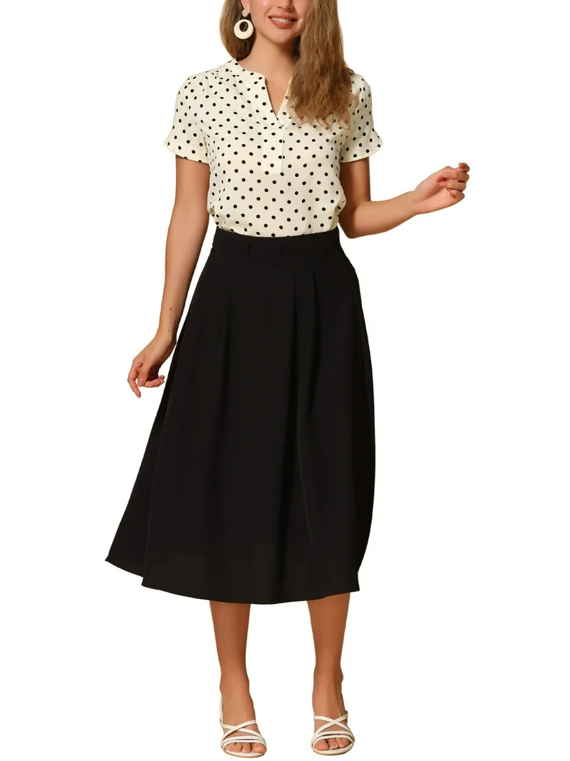 INSPIRE CHIC Mother's Day Valentine's Day Women's Dots Printed Blouse V Neck Short Sleeve Wear-to... | Walmart (US)