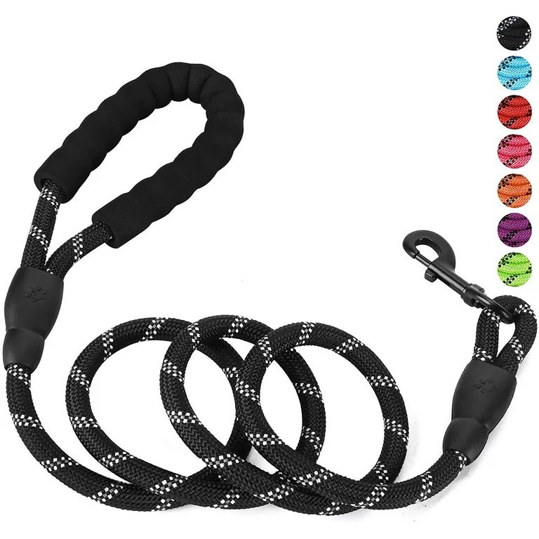5ft 1/2in Strong BLACK Dog Leash for Large Dogs & Medium Size Dogs - Highly Reflective Heavy Duty... | Walmart (US)