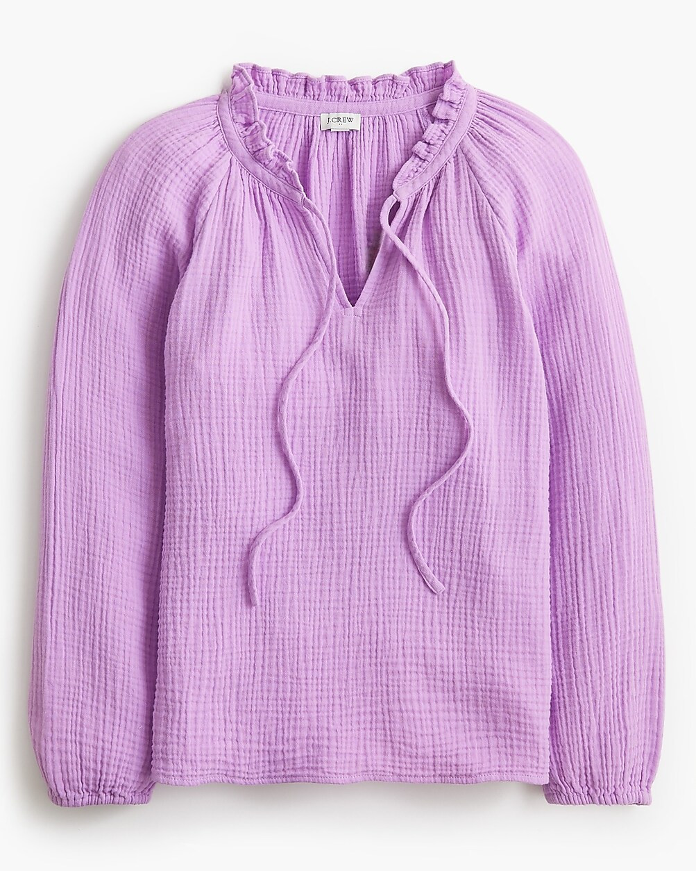 Long-sleeve gauze tie-neck top | J.Crew Factory