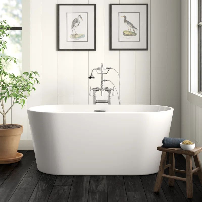 59" x 30" Freestanding Soaking Acrylic Bathtub | Wayfair North America