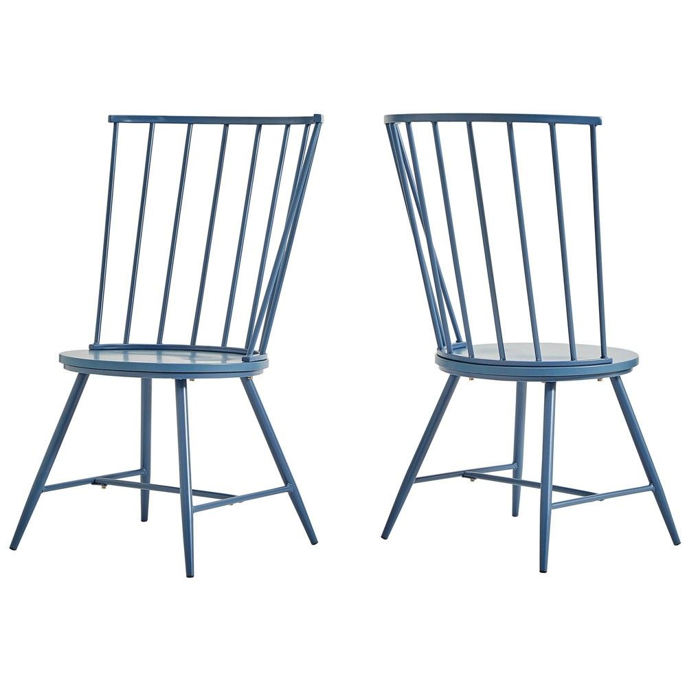 Set of 2 Irelyn High Back Windsor Classic Dining Chairs Blue - Inspire Q | Target