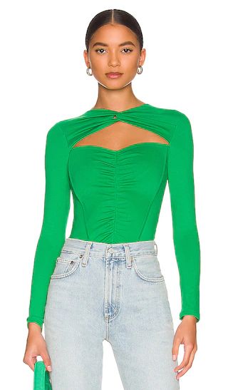 Gabby Cut Out Top in Green | Revolve Clothing (Global)