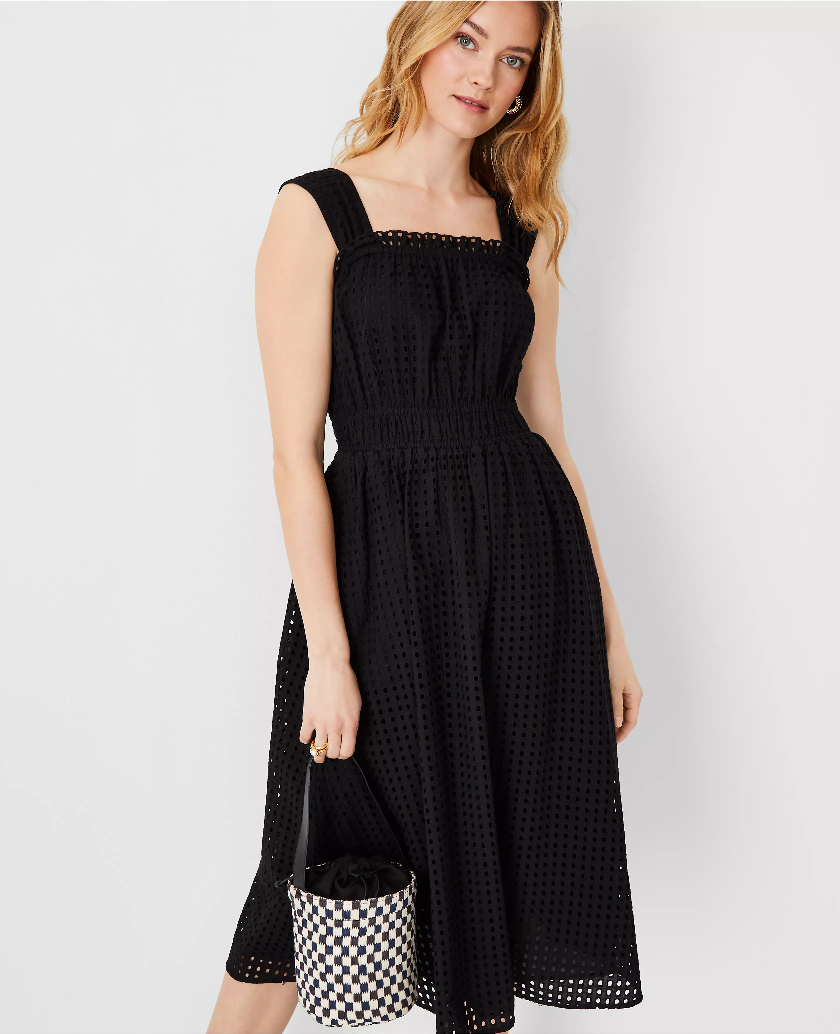 Eyelet Gathered Flare Dress | Ann Taylor (US)