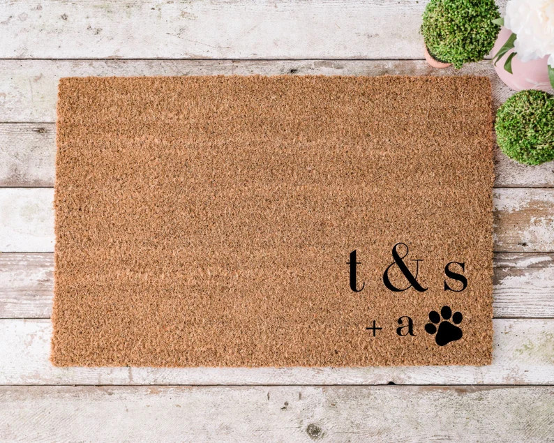 Custom Doormat Minimal Monogram With Pet Paw Wedding Gift Personalized Doormat Closing Gift Welco... | Etsy (US)