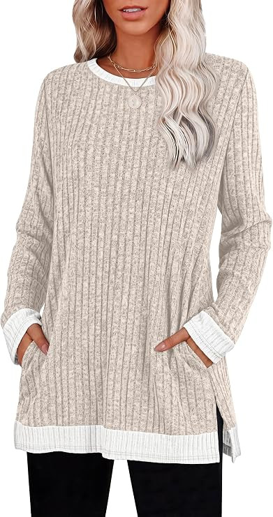 Sampeel Long Sleeve Shirts for Women Tunic Sweaters Fall Fashion Outfits | Amazon (US)