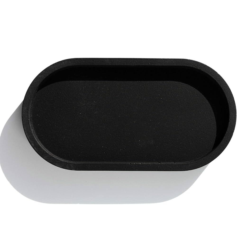 Janet Gwen Black Concrete Oval Tray | 3.75" x 7" x 0.5" Black Vanity Tray Key Tray for Entryway B... | Amazon (US)