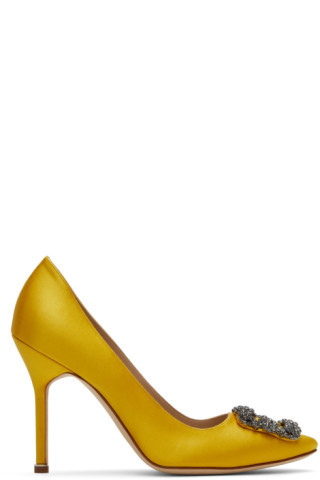 Yellow Satin Hangisi Heels | SSENSE