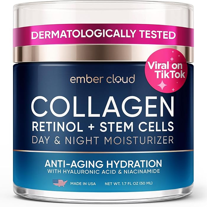 Moisturizer Collagen Anti-Aging Face Cream with Stem Cells, Retinol, Hyaluronic Acid & Niacinamid... | Amazon (US)