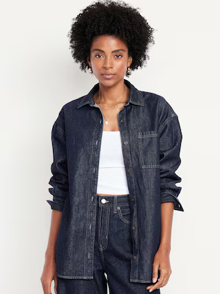 Boyfriend Button-Down Jean Tunic | Old Navy (US)